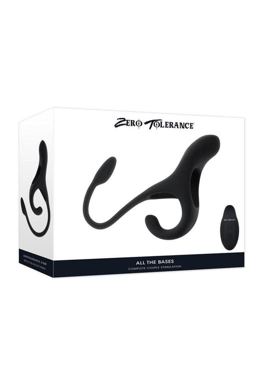 Zero Tolerance All The Bases Rechargeable Silicone Couples Ring and Plug with Remote - Black