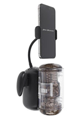 rechargeable heated stroker with gaming style handles and detachable sleeve for easy cleaning