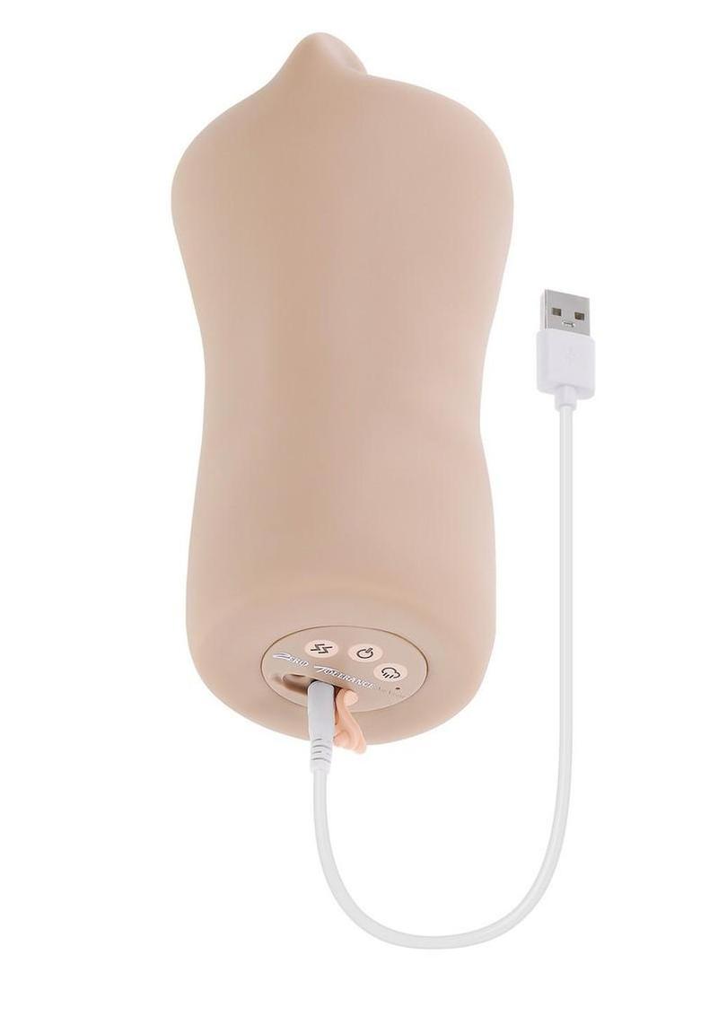 vibrating suction stroker for men with realistic tongue texture