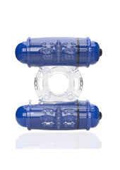 4b Double Wammy Silicone Rechargeable Dual Vibrating Couples Cock Ring - Blue/Blueberry