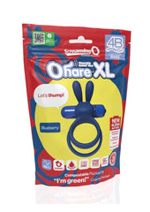 4b Ohare XL Rechargeable Silicone Rabbit Vibrating Cock Ring - Blue/Blueberry - XLarge