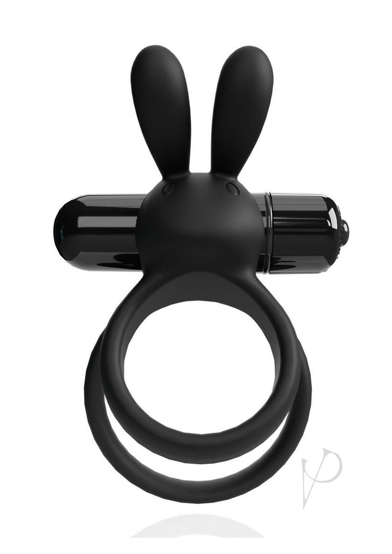4t Ohare XL Rechargeable Silicone Rabbit Vibrating Cock Ring - Black - XLarge