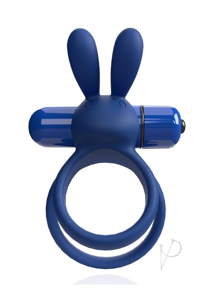 4t Ohare XL Rechargeable Silicone Rabbit Vibrating Cock Ring - Blue/Blueberry - XLarge