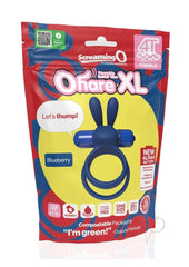 4t Ohare XL Rechargeable Silicone Rabbit Vibrating Cock Ring - Blue/Blueberry - XLarge