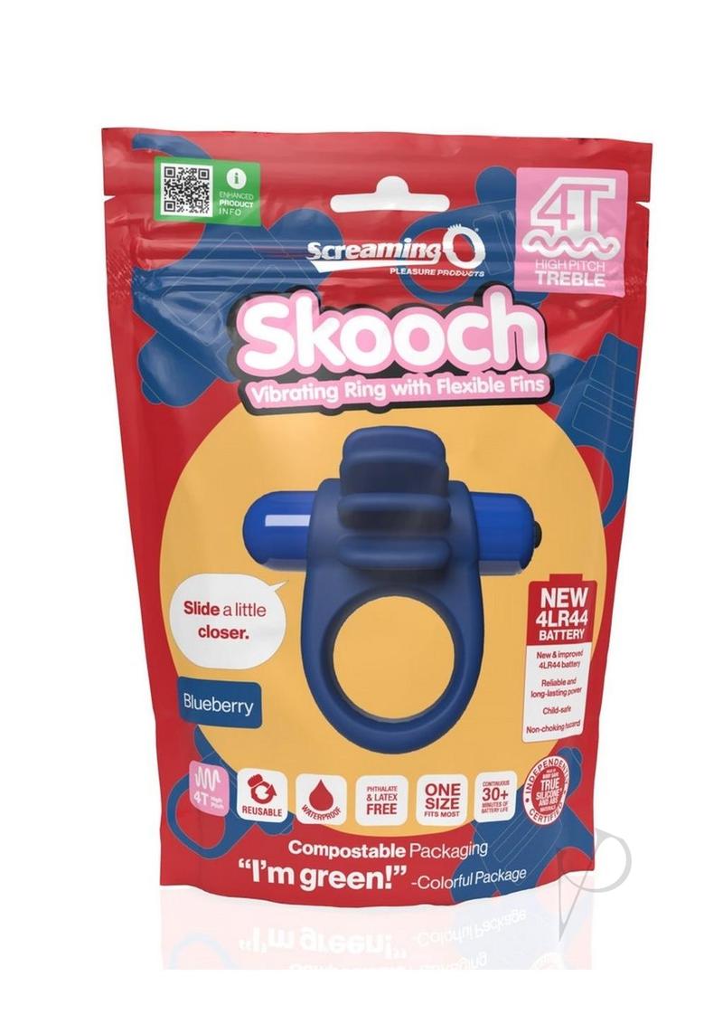 4t Skooch Vibrating Cock Ring with Clitoral Stimulator - Blue/Blueberry