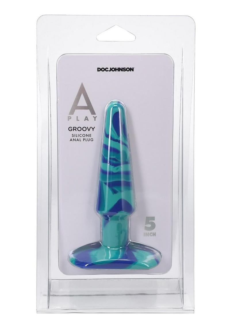 A-Play Groovy Silicone Anal Plug - Blue - 5in