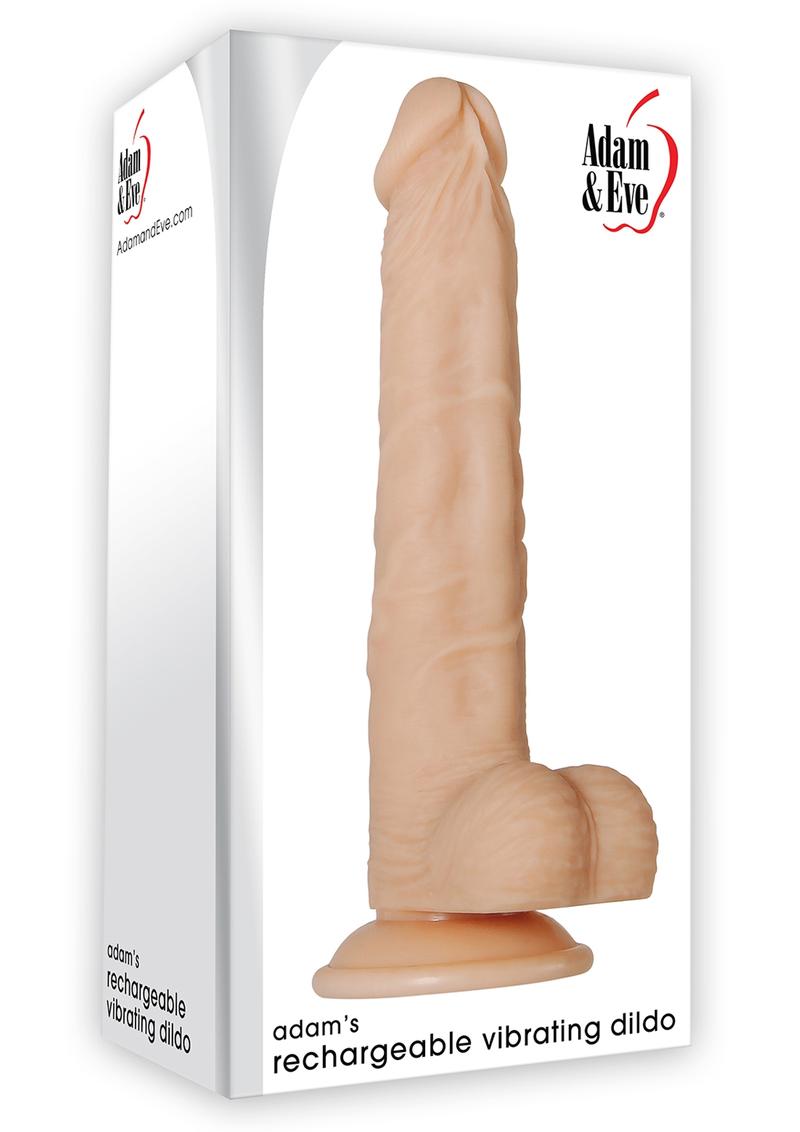 Adam and Eve - Adam's Rechargeable Silicone Vibrating Dildo with Balls - Vanilla - 9in