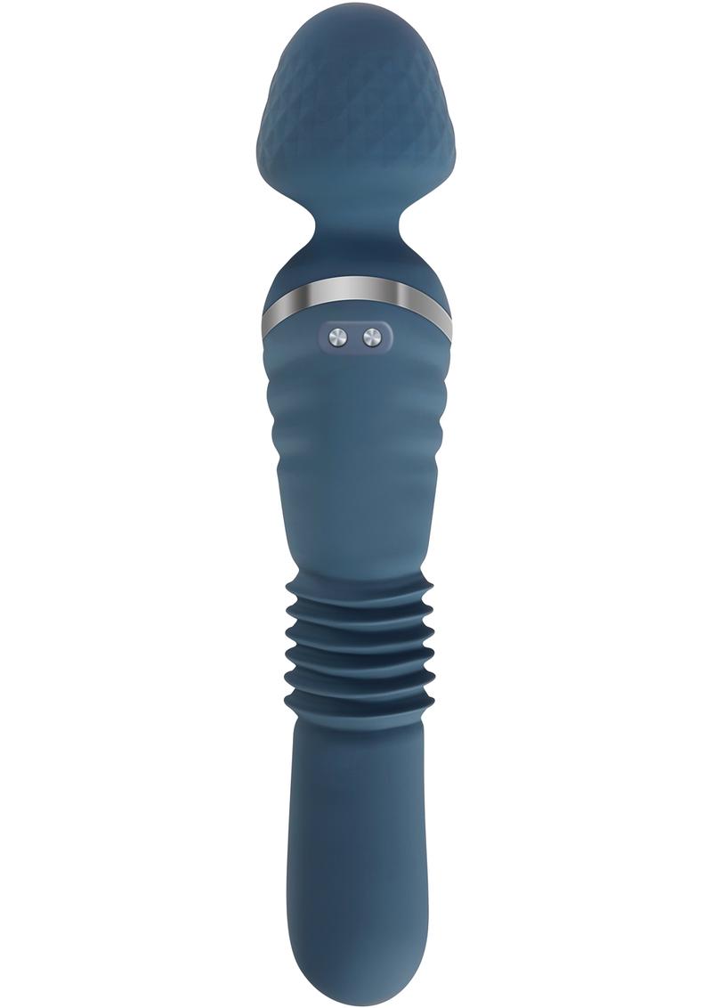 Adam and Eve Dual Ended Thrusting Wand Rechargeable Silicone Vibrator - Teal