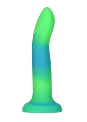 Addiction Rave Silicone Glow In The Dark Dildo - Blue/Glow In The Dark/Green - 8in