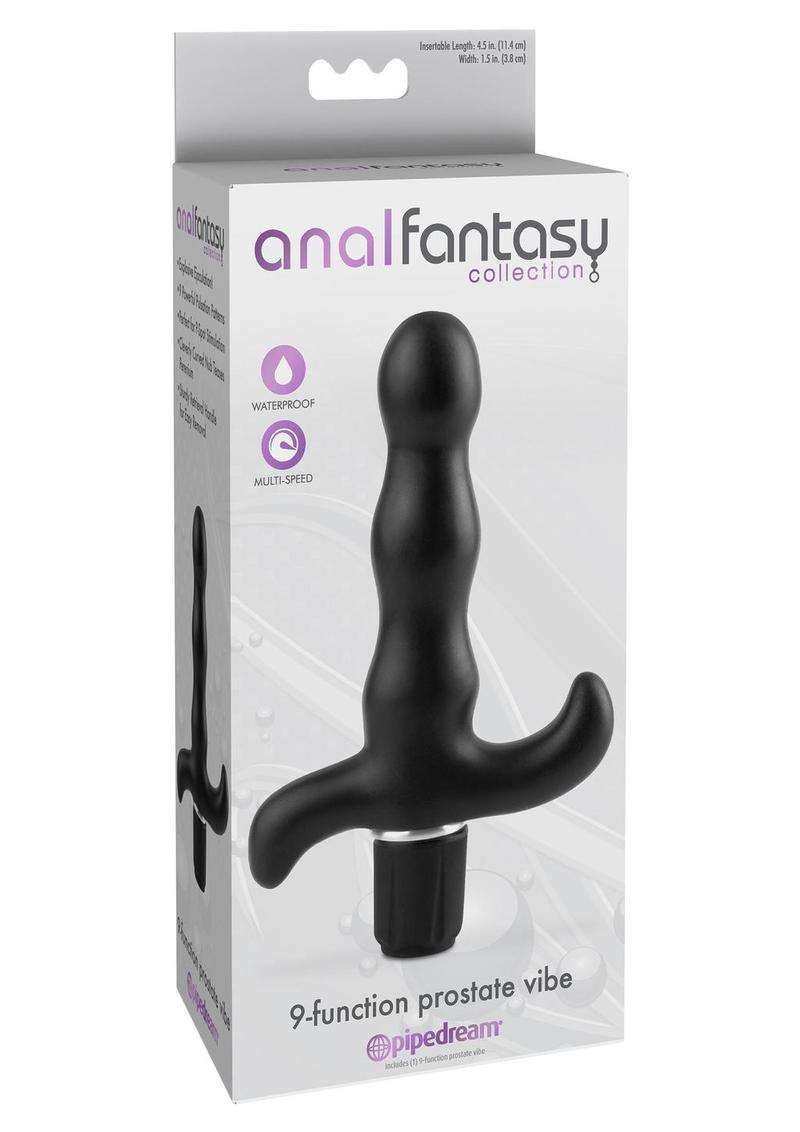 Anal Fantasy Collection 9 Function Waterproof Prostate Vibrator - Black - 4.5in
