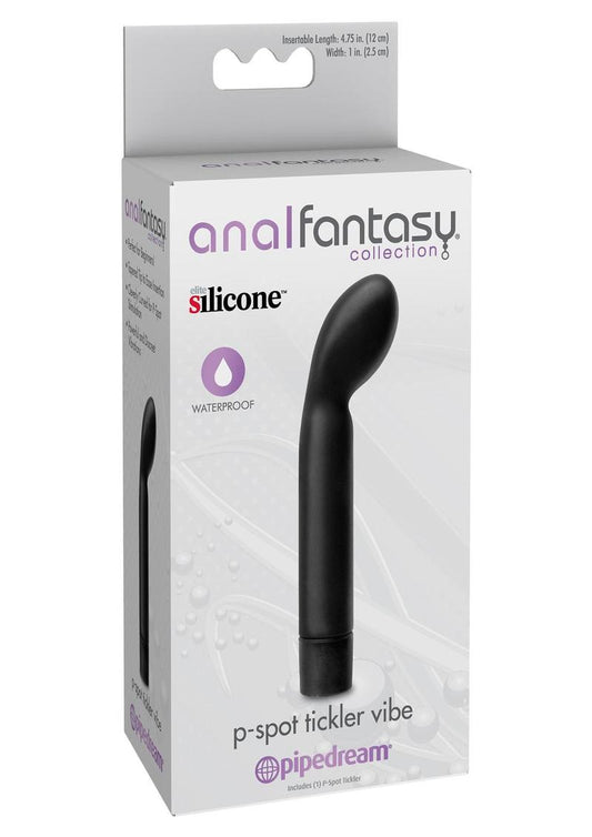 Anal Fantasy Collection Silicone P-Spot Tickler Waterproof Vibrator - Black - 4.75in