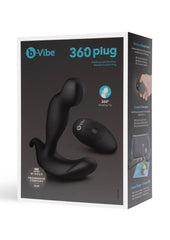 B-Vibe 360 Plug Rechargeable Silicone Rotating and Vibrating Kwith Remote Anal Plug - Black