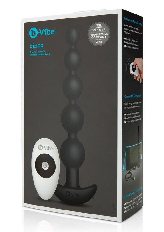 B-Vibe Cinco Rechargeable Silicone Anal Beads - Black