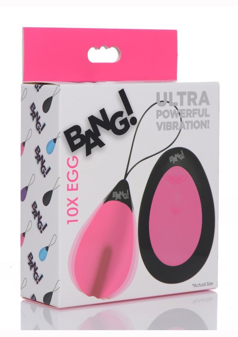 Bang! 10x Rechargeable Silicone Vibrating Egg with Remote Control - Pink