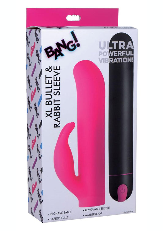 Bang! XL Bullet and Rabbit Silicone Sleeve - Pink - Set