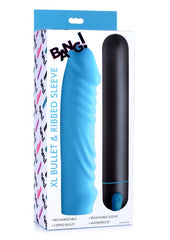 Bang! XL Bullet and Ribbed Silicone Sleeve - Blue - Set