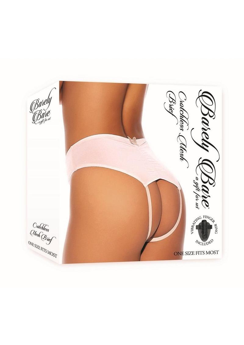 Barely Bare Crotchless Mesh Brief - Peach/Pink - One Size