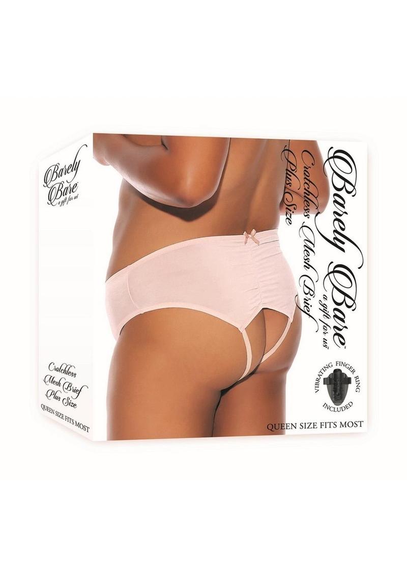 Barely Bare Crotchless Mesh Brief - Peach/Pink - Plus Size/Queen