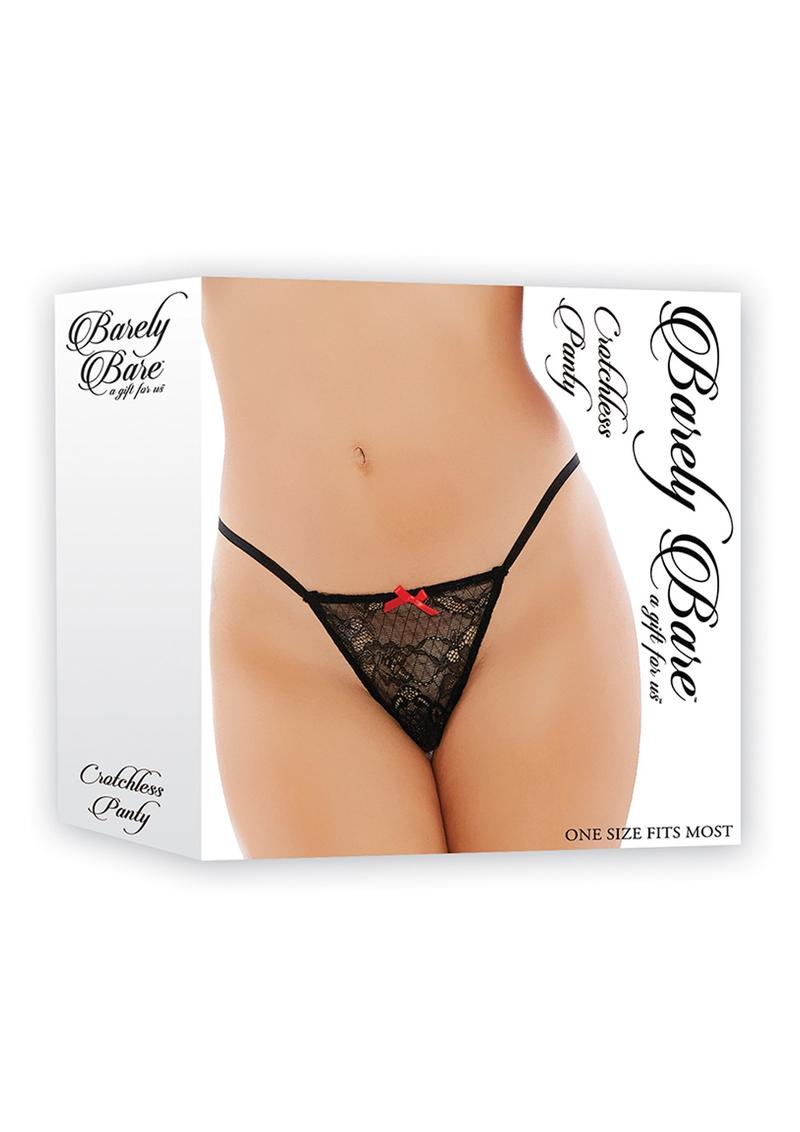 Barely Bare Crotchless Panty - Black - One Size