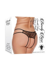 Barely Bare Double Strap Open Panty - Black - Plus Size/Queen