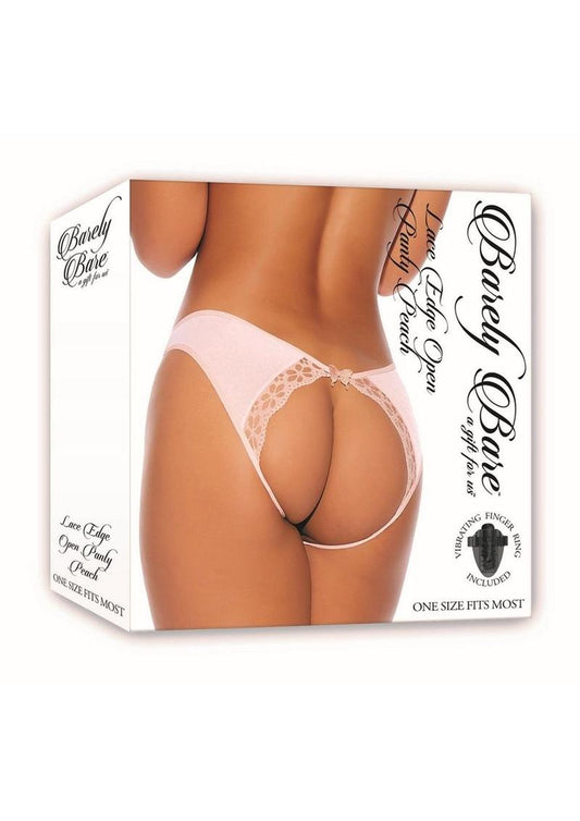 Barely Bare Lace Edge Open Panty - Peach/Pink - One Size