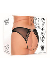 Barely Bare Lace Edge Open Panty - Black - Plus Size/Queen