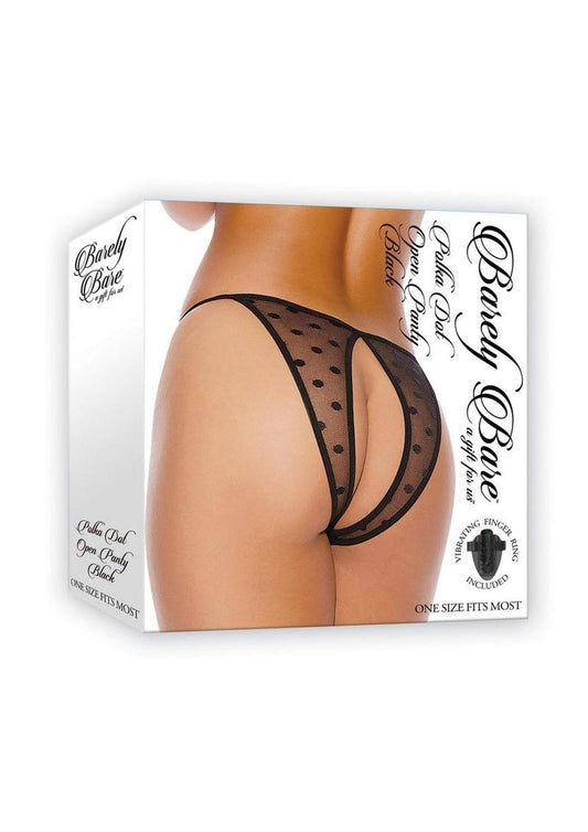 Barely Bare Polka Dot Open Panty - Black - One Size