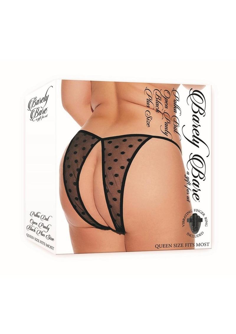 Barely Bare Polka Dot Open Panty - Black - Plus Size/Queen