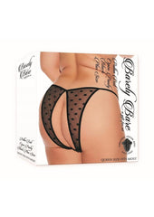 Barely Bare Polka Dot Open Panty - Black - Plus Size/Queen