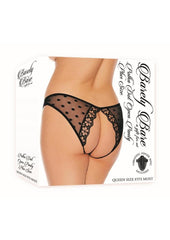 Barely Bare Polka Dot Open Panty - Black - Plus Size/Queen