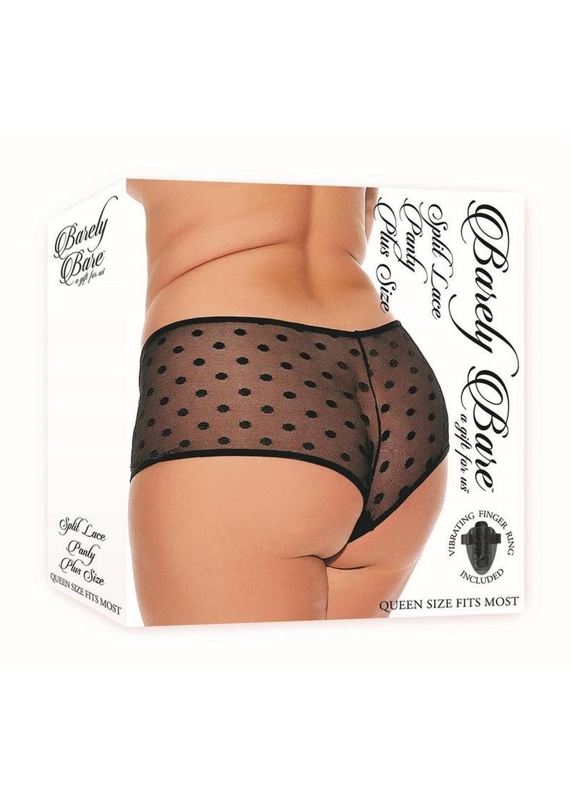 Barely Bare Split Lace Panty - Black - Plus Size/Queen