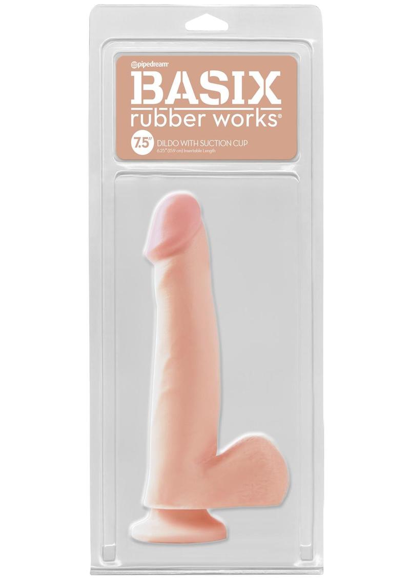 Basix Rubber Works Dong with Suction Cup - Vanilla - 7.5in