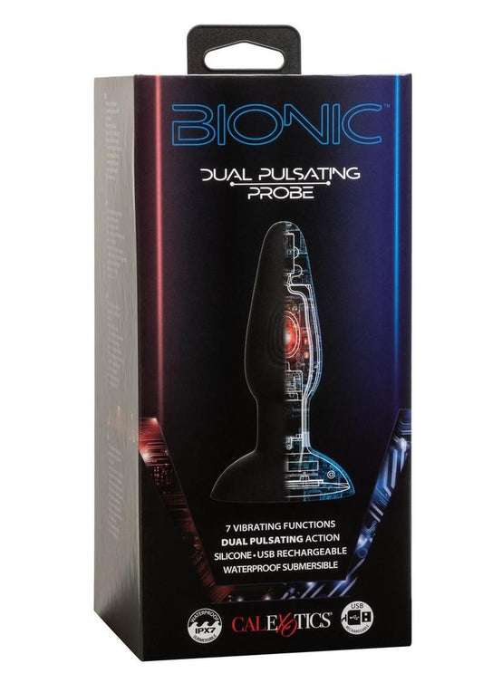 Bionic Dual Pulsating Probe Rechargeable Silicone Anal Stimulator - Black