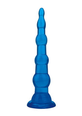 Blue Line Anal Beads with Suction Cup - Blue - 6.75in