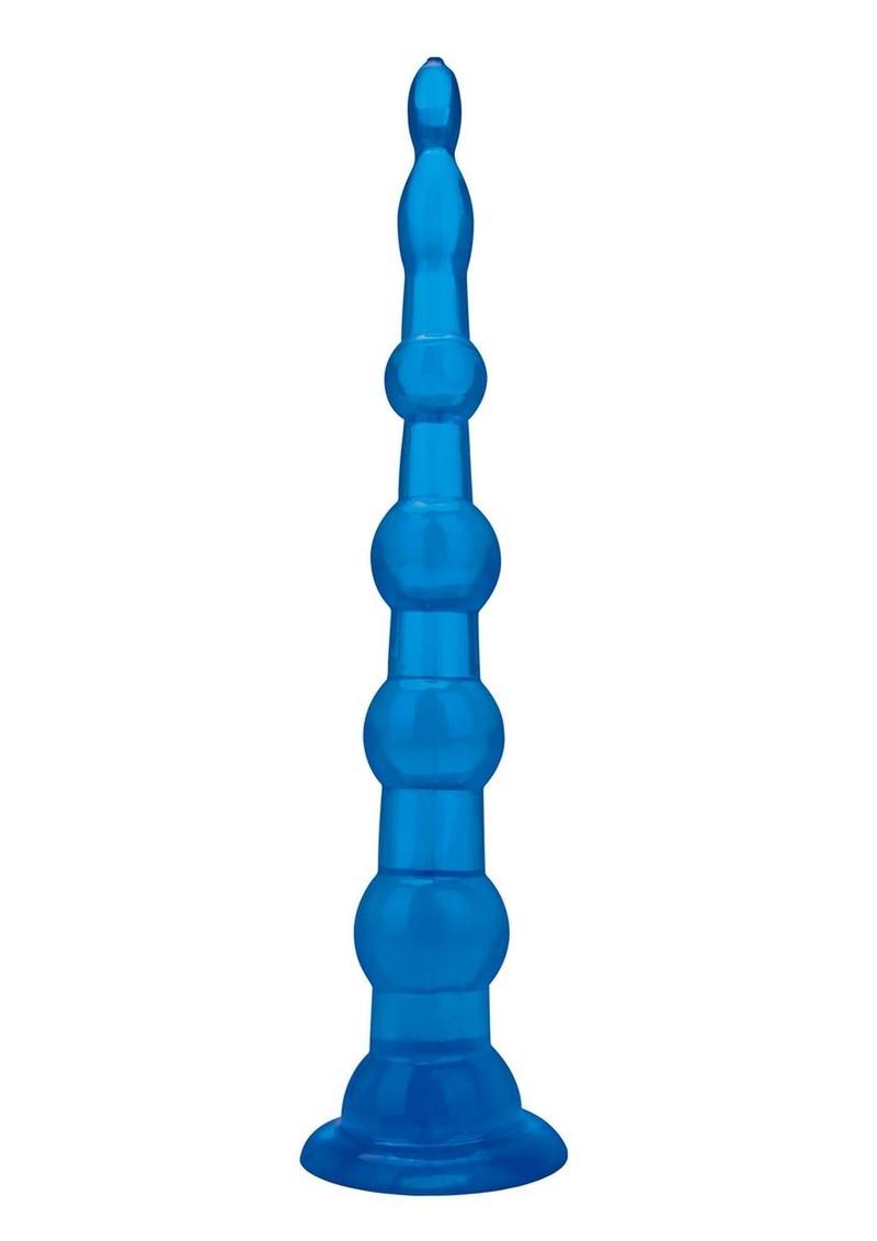 Blue Line Anal Beads with Suction Cup - Blue - 8.5in