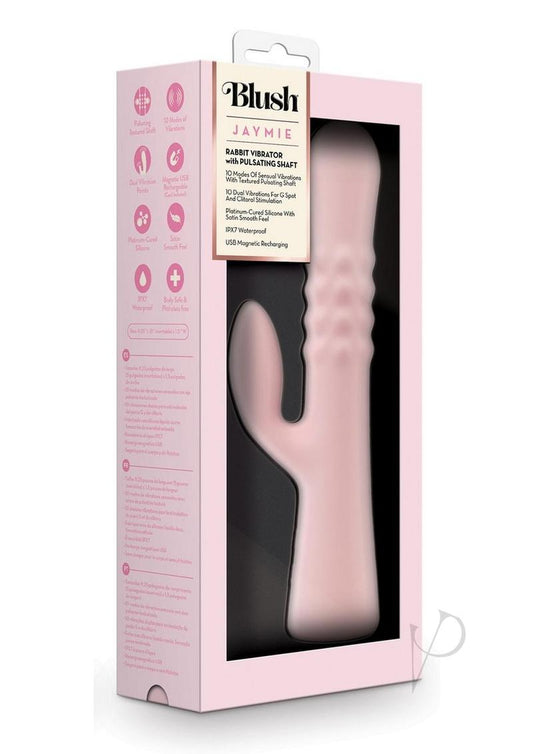 Blush Jaymie Rechargeable Silicone Rabbit Vibrator - Pink