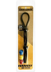 Boneyard Double Slide Cock Leash 3x Stretch Silicone - Black/Multicolor