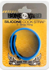 Boneyard Silicone Cock Strap 3-Snap Ring - Blue