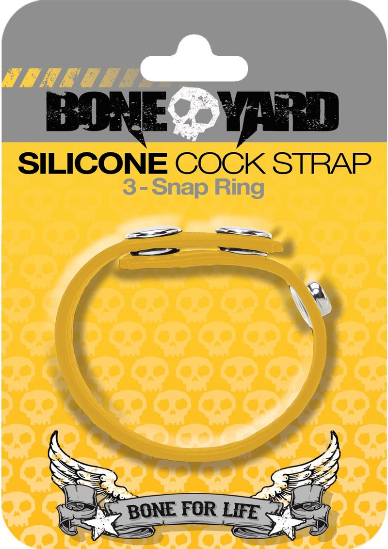 Boneyard Silicone Cock Strap 3-Snap Ring - Yellow