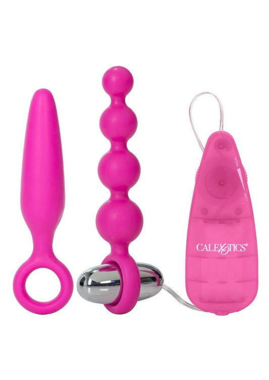 Booty Call Booty Vibro Kit Silicone Vibrating Butt Plug and Anal Beads - Pink