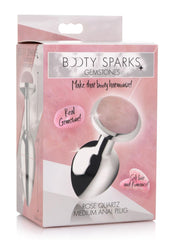 Booty Sparks Gemstones Rose Quartz Anal Plug - Metal/Pink - Medium