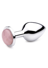 Booty Sparks Gemstones Rose Quartz Anal Plug - Metal/Pink - Medium