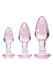 Booty Sparks Glitter Gem Anal Plug - Pink - Large/Medium/Small - 3pc/Set