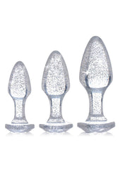 Booty Sparks Glitter Gem Anal Plug - Silver - Large/Medium/Small - 3pc/Set