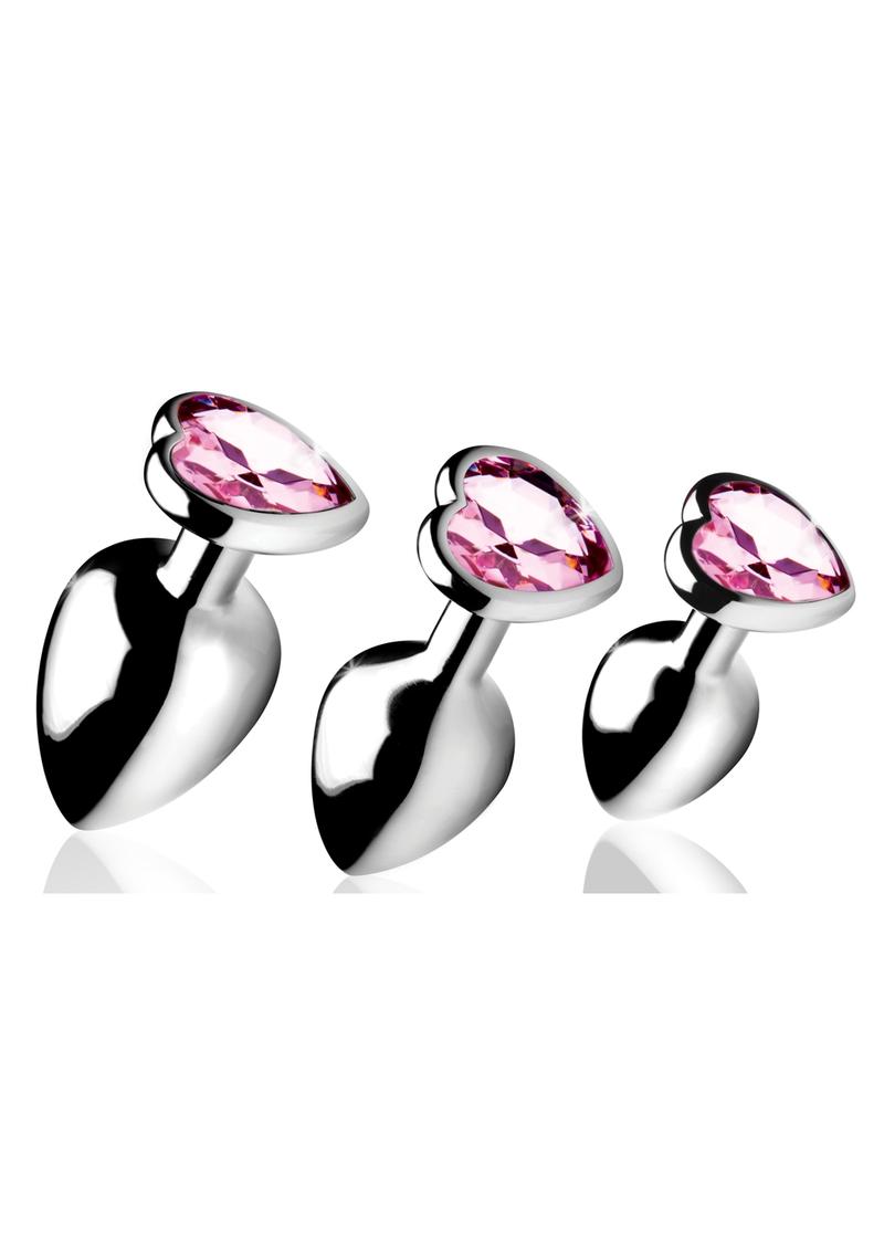 Booty Sparks Heart Gem Anal Plug - Pink - Set