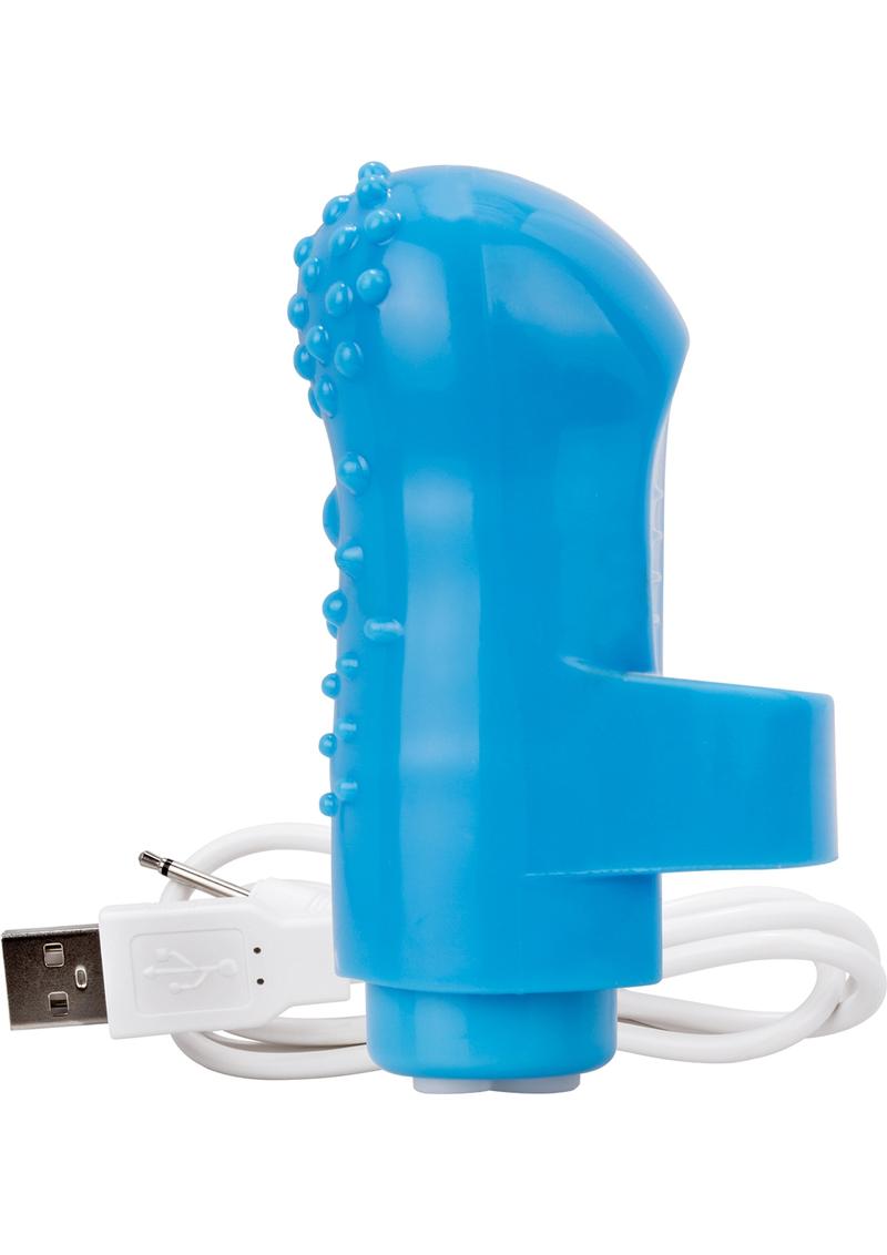 Charged Fing O Rechargeable Finger Mini Vibrator Waterproof - Blue