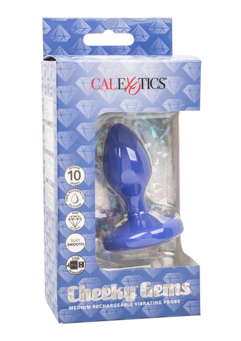 Cheeky Gems Rechargeable Silicone Vibrating Probe - Blue - Medium