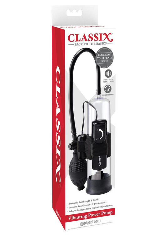 Classix Vibrating Power Penis Pump - Black/Clear