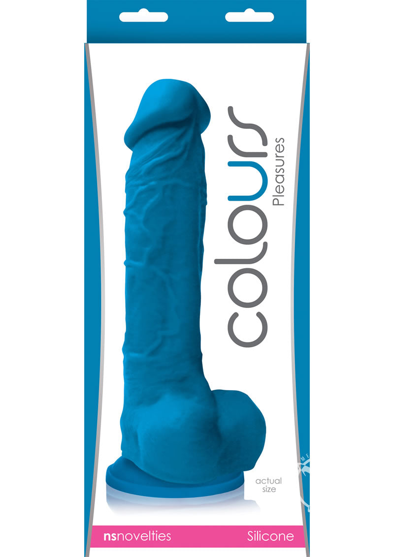 Colours Pleasures Silicone Dildo - Blue - 8in