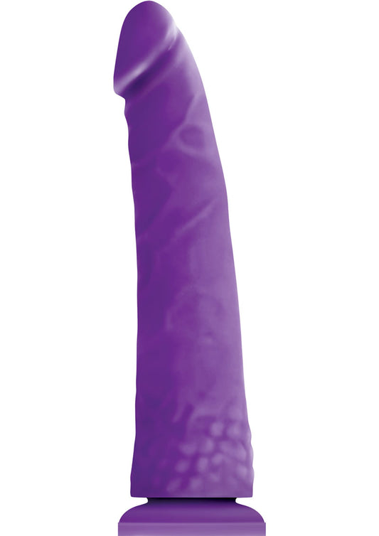 Colours Pleasures Silicone Thin Dildo - Purple - 8in